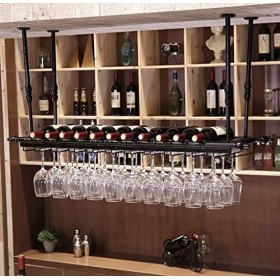 Casier à Vin, Casiers À Vin,Casier À Vin De Plafond Hauteur Réglable Porte-Bouteille De Vin Fixé Au Mur Porte-Verre À Vin en 