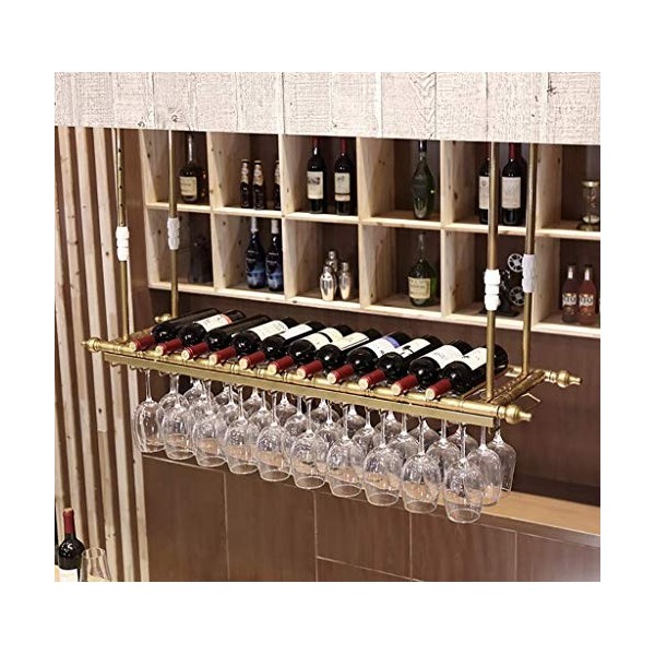 Casier à Vin, Casiers À Vin,Casier À Vin De Plafond Hauteur Réglable Porte-Bouteille De Vin Fixé Au Mur Porte-Verre À Vin en 