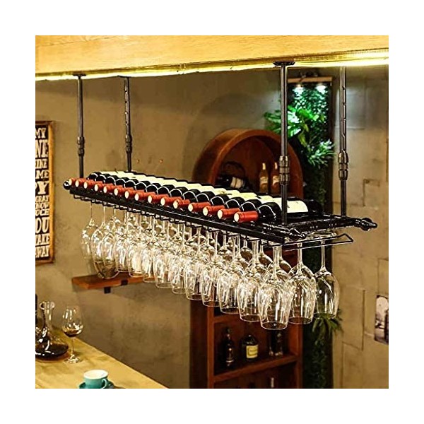 ANSNOW Casier À Vin, Casier À Vin Style Simple Fer Suspendu Casier À Verre À Vin Barres de Plafond Salons Hôtels Restaurants 