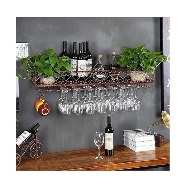 Casier à vin mural, cadre en fer pour restaurant suspendu, porte-verre à vin européen, porte-gobelet suspendu, plancher de po