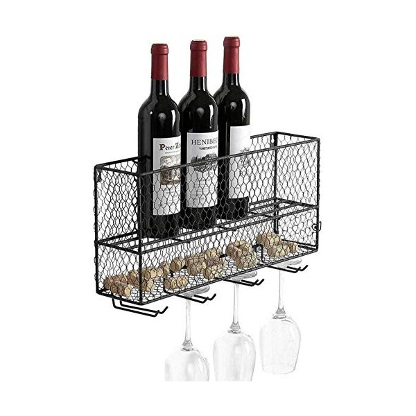 FeeCoz Casier à vin, Mur Flottant Moderne Mural en liège Rangement Cuisine Restaurant Bar Bouteille de Rangement Simple décor