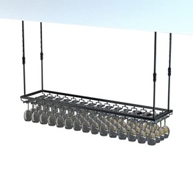 ANSNOW Casier À Vin Et Porte-Verre À Vin Au Plafond, Casier À Vin en Métal avec Porte-Verre, Porte-Bouteille de Vin Suspendu 