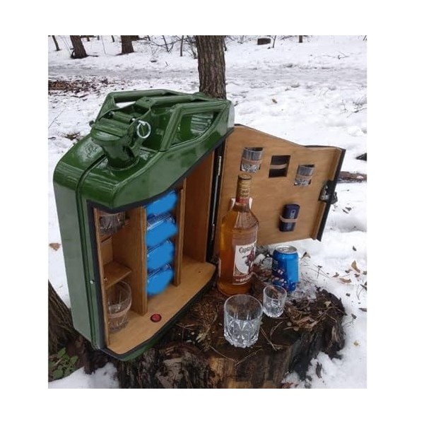 BETTLUCK Mini Bar Jerry Can, Ensemble De Pots Darmoire De Mini Bar, Bar De Canette De Gaz Darmoire, Bar De Réservoir De Gaz