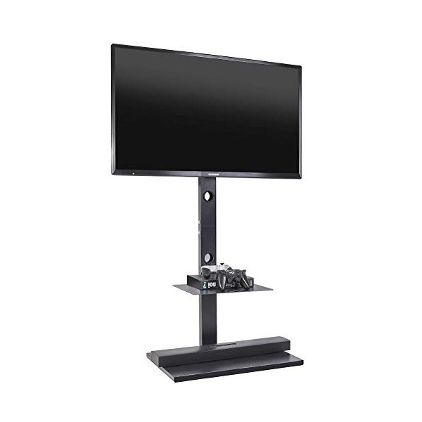Support TV Mural pour Télévision: Pied TV Universel pour Écrans Plats de 32-65 Pouces, Hauteur Réglable et Inclinable +/-15° 