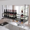 TZUFA Casier à vin de Plafond réglable Support de Verre à vin, étagère de Rangement pour Support de Verres à Pied Suspendu, S