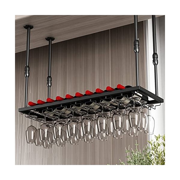 TZUFA Casier à vin Suspendu, étagère à vin Industrielle réglable, Porte-Bouteille de vin en métal, pour Bars, Restaurants, Cu