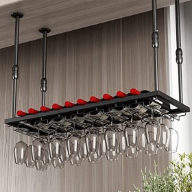 TZUFA Porte-Bouteille de vin Suspendu, casier à vin Flottant en métal, Support de Rangement pour gobelet à Champagne au Plafo