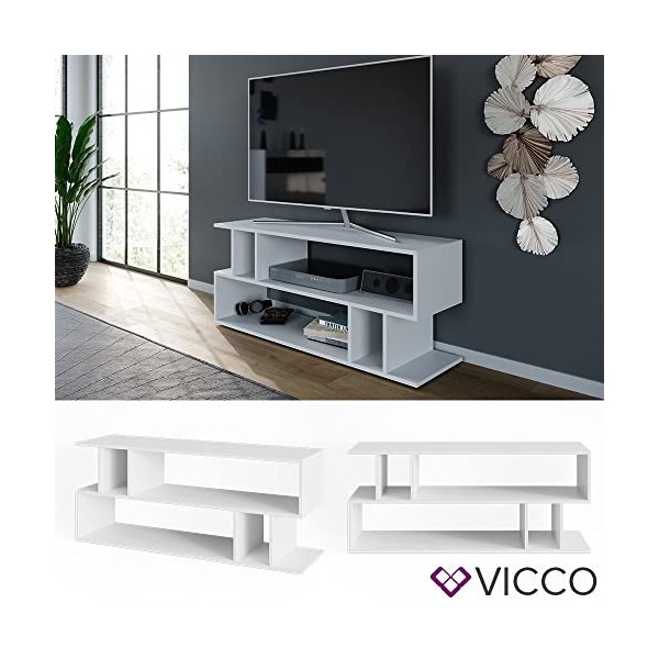 Vicco Meuble TV Karel, Blanc, 120 x 51 cm