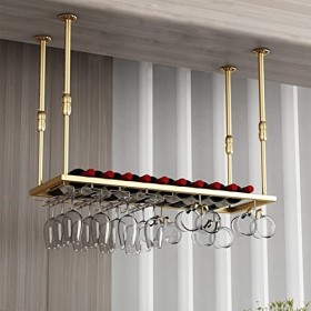 TZUFA Casiers à vin en métal Étagère de Rangement pour Vin Suspendue, Support de Verre à vin de décoration de Plafond réglabl