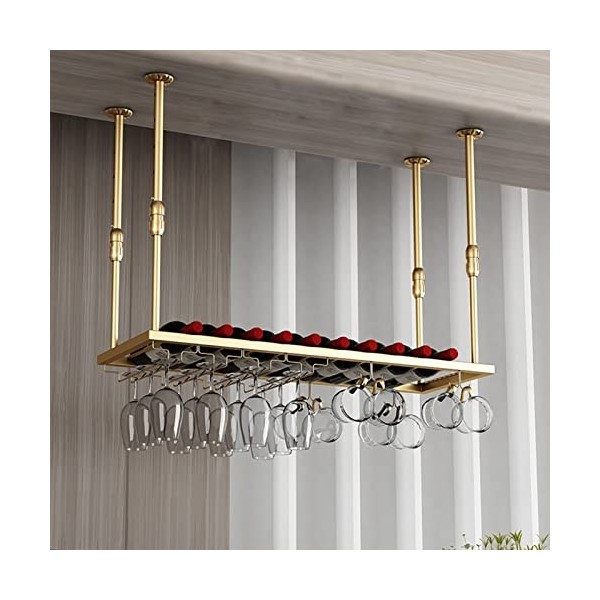 TZUFA Casiers à vin en métal Étagère de Rangement pour Vin Suspendue, Support de Verre à vin de décoration de Plafond réglabl