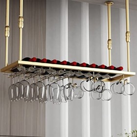 TZUFA Casier à vin Suspendu au Plafond, casier à Bouteilles en métal, étagère de Rangement pour Bouteilles de vin, gobelets à