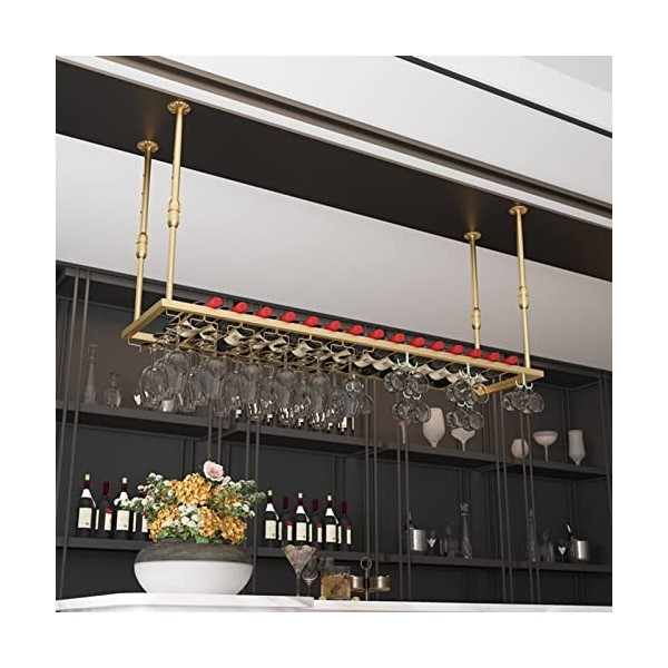 TZUFA Casier à vin suspendu Porte-verre à vin, décoration de plafond casier à verre à vin étagère à vin en fer en métal pour 