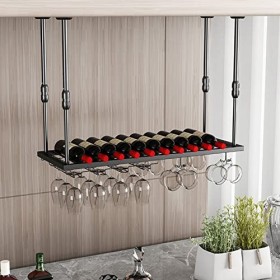 Casier à vin Flottant en métal, Porte-Bouteille de vin Suspendu, Support de Rangement pour gobelet au Plafond, Support de Sto