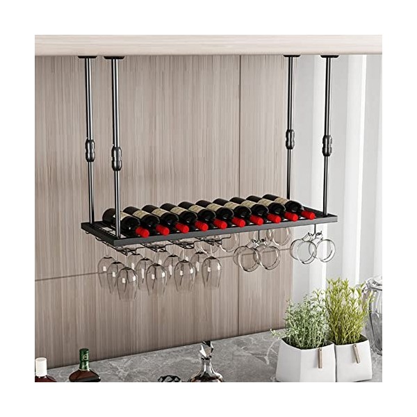Casier à vin Flottant en métal, Porte-Bouteille de vin Suspendu, Support de Rangement pour gobelet au Plafond, Support de Sto