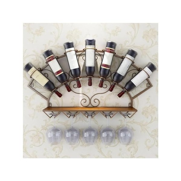 UNbit Casier à vin Mural Étagère à vin Casier à vin Mural en métal pour 7 Bouteilles avec étagères, casier à vin Industriel e
