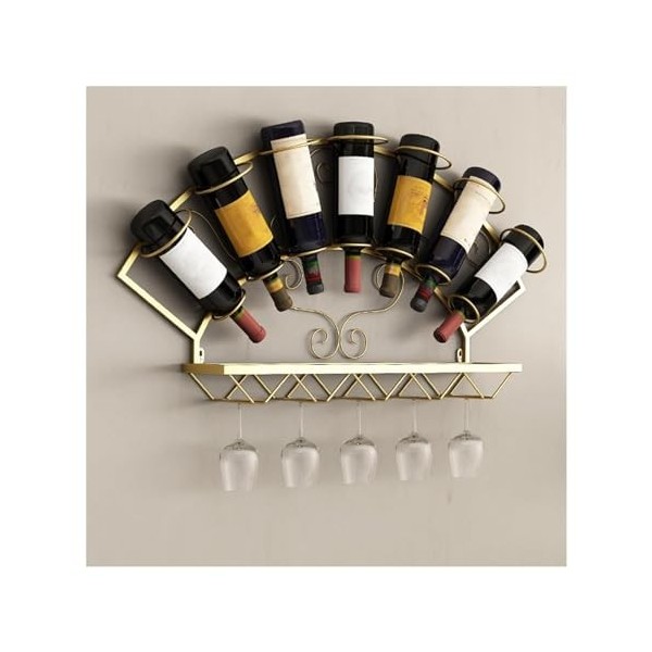 UNbit Casier à vin Mural Étagère à vin Casier à vin Mural en métal pour 7 Bouteilles avec étagères, casier à vin Industriel e