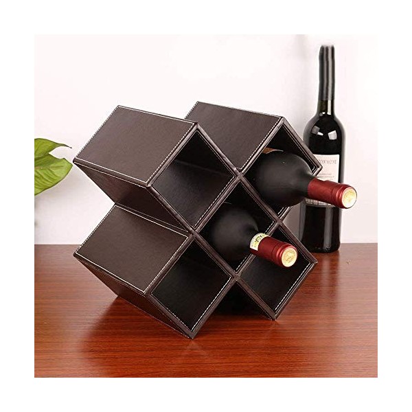 ZITTRO Casier à vin Accueil Support Rouge Support à Verre à Vin Bar S, Bois Massif + Cuir Créatif Armoire à Vin Décoration Sa