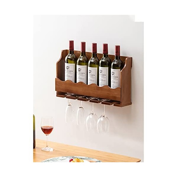 Porte-verre à vin mural - Présentoir à vin suspendu - Étagères murales en bois massif, casier à vin armoire à vin murale, cas