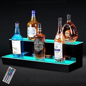 Présentoir à Bouteilles de vin avec éclairage LED, étagère à Bouteilles éclairée en 2 étapes, casier à vin avec télécommande 