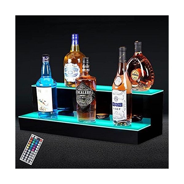 Présentoir à Bouteilles de vin avec éclairage LED, étagère à Bouteilles éclairée en 2 étapes, casier à vin avec télécommande 