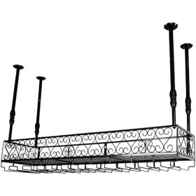 Casier À Vin Suspendu Casier À Vin Mural Casier à vin Maison/Bar rétro en métal avec Support en Verre gobelet Porte-Bouteille