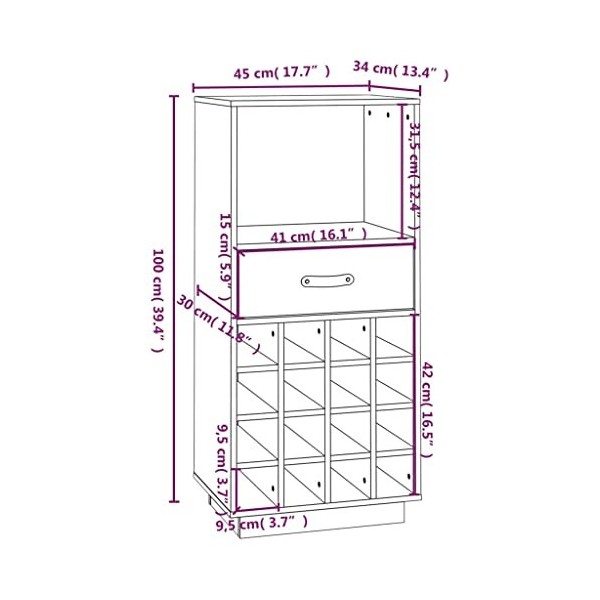 FAMIROSA Armoire à vin Marron Miel 45x34x100 cm Bois de pin Massif 16.8KG 