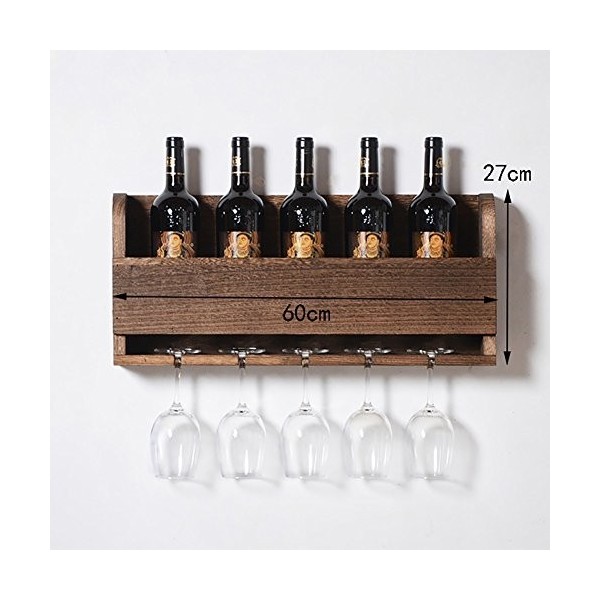 ANSNOW Casier À Vin En Bois Massif, Porte-Verres À Pied, Casier À Vin Mural, Bûches de Salle À Manger, Décorations Murales de