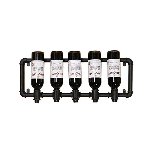 ANSNOW Casier À Vin Vintage Industriel Mural avec Cadre en Verre À Vin, Présentoir À Vin en Fer, Support de Décoration de Bar