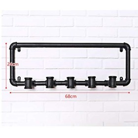 ANSNOW Casier À Vin Vintage Industriel Mural avec Cadre en Verre À Vin, Présentoir À Vin en Fer, Support de Décoration de Bar