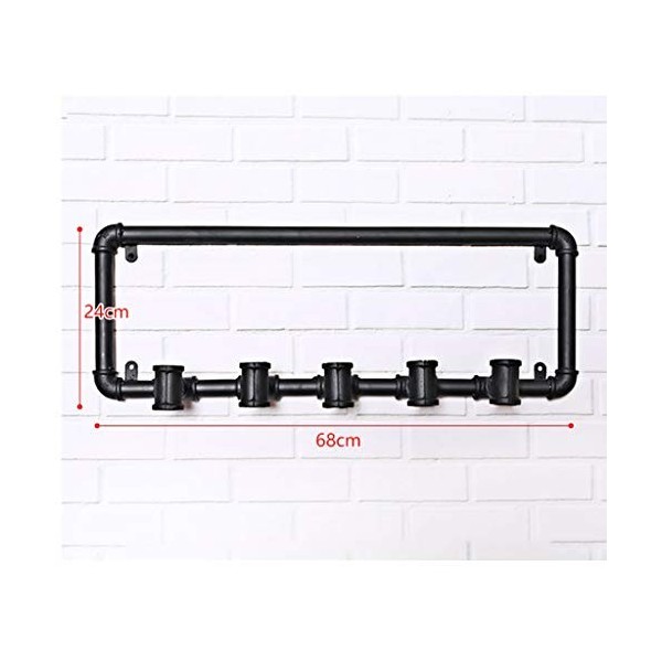 ANSNOW Casier À Vin Vintage Industriel Mural avec Cadre en Verre À Vin, Présentoir À Vin en Fer, Support de Décoration de Bar