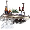 ANSNOW Casier À Vin, Bar, Restaurant, Suspendu, Casier À Verres À Vin, Support Suspendu En Métal Pour Verre À Vin En Bois Mas