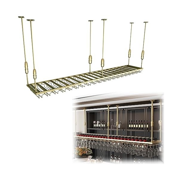 Cintre de rangement pour verres, présentoir pour tasses à vin, casier à vin suspendu réglable, longueur 60 cm-200 cm, facile 