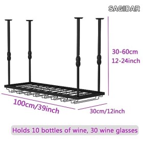 Cintre de rangement pour verres, présentoir pour tasses à vin, casier à vin suspendu réglable, longueur 60 cm-200 cm, facile 