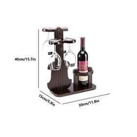 Casier à vin Support en verre de casier à vin en bois massif européen sur pied pour étagère à vin daffichage de salon peut 