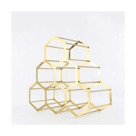 DESONIX Casier à vin Hexagonal créatif Support à vin en métal doré Support à vin en nid dabeille Support à Verres Support à 