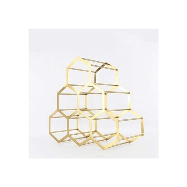 DESONIX Casier à vin Hexagonal créatif Support à vin en métal doré Support à vin en nid dabeille Support à Verres Support à 