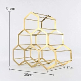 DESONIX Casier à vin Hexagonal créatif Support à vin en métal doré Support à vin en nid dabeille Support à Verres Support à 