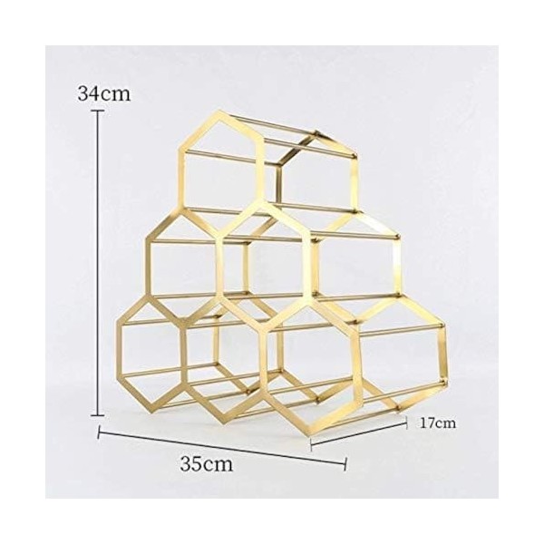 DESONIX Casier à vin Hexagonal créatif Support à vin en métal doré Support à vin en nid dabeille Support à Verres Support à 