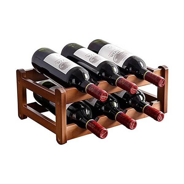 Casier à Vin, Casiers à vin de Table, étagères de Rangement en Bois à 2 Niveaux pour 6 Bouteilles, Caves à vin, décoration de