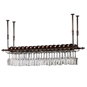 TZUFA Casier à vin de Plafond, Porte-Verres à Pied, Porte-gobelets à Champagne, étagère de décoration Suspendue pour la Maiso