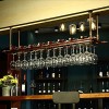 TZUFA Casier à vin Suspendu au Plafond, étagère à vin en métal avec Support en Verre, Porte-Bouteille de Champagne, Support d