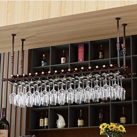 TZUFA Casier à vin mural en métal, gobelets en verre de champagne, support pour verres à pied, étagère de décoration de plafo