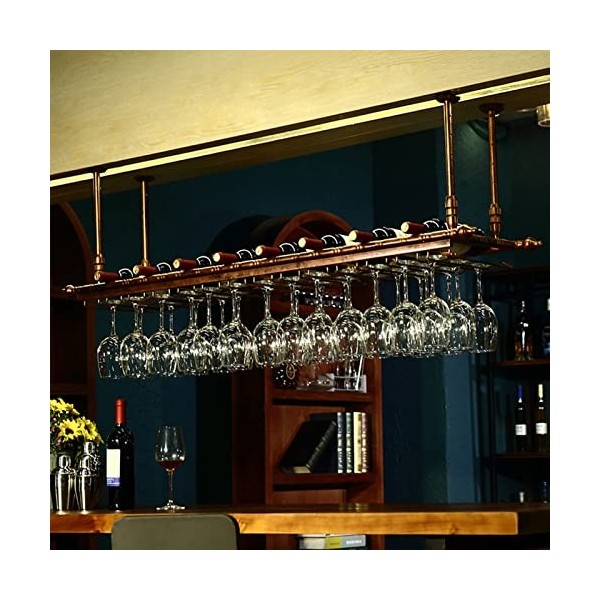 TZUFA Casier à vin mural, support de rangement pour gobelets en métal suspendu, support à champagne, organisateur de bouteill