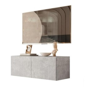 lukmebel Colgante 100 Meuble TV en béton HG avec éclairage LED et système Push to Open