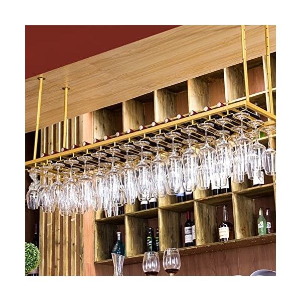 TZUFA Casier à vin Suspendu, casier à Bouteilles de vin en métal au Plafond, Support de Stockage de vin avec Support en Verre