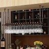 TZUFA Casier à vin de Plafond en métal, Porte-Bouteille de vin et Porte-Verre, Support de Verres à Pied Rustique, étagère de 