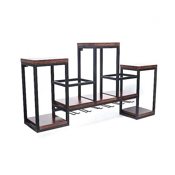 WDRENTOOL Étagère murale à vin murale vintage - Étagère à vin - Pour cuisine, restaurant, bar - Étagère murale en bois avec 6