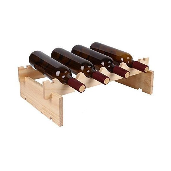 SARUEL Casier à vin empilable - Étagère à vin Rouge en Bois Massif superposé Décoration darmoire à vin en Bois Casier à vin