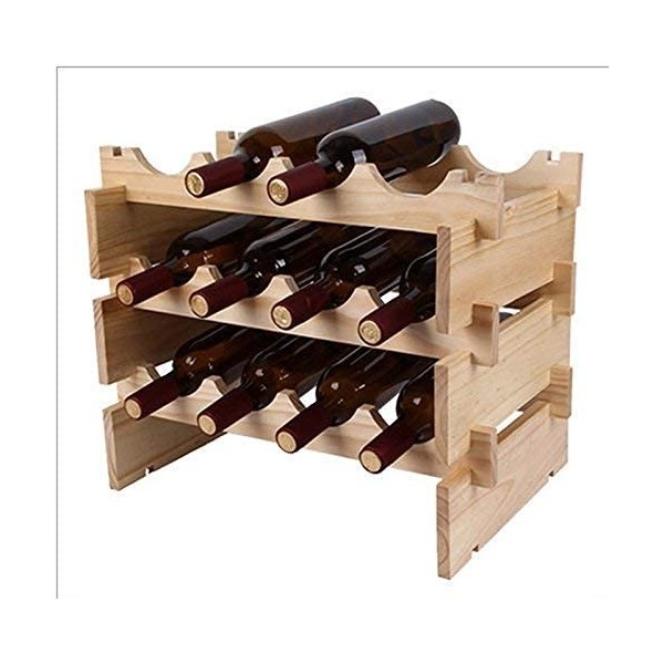SARUEL Casier à vin empilable - Étagère à vin Rouge en Bois Massif superposé Décoration darmoire à vin en Bois Casier à vin 