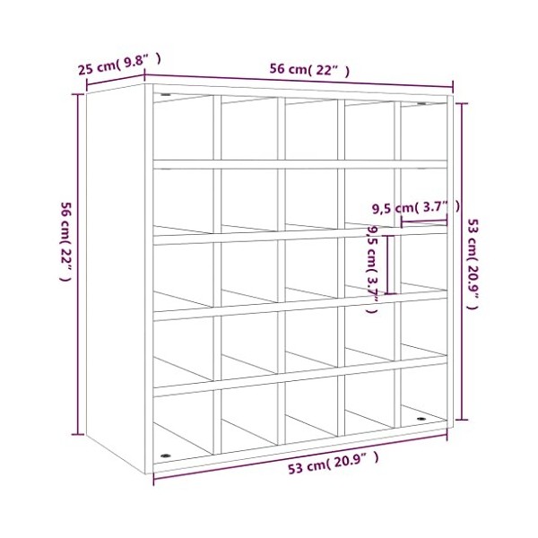 FAMIROSA Armoire à vin Noir 56x25x56 cm Bois de pin Massif 10.9KG 